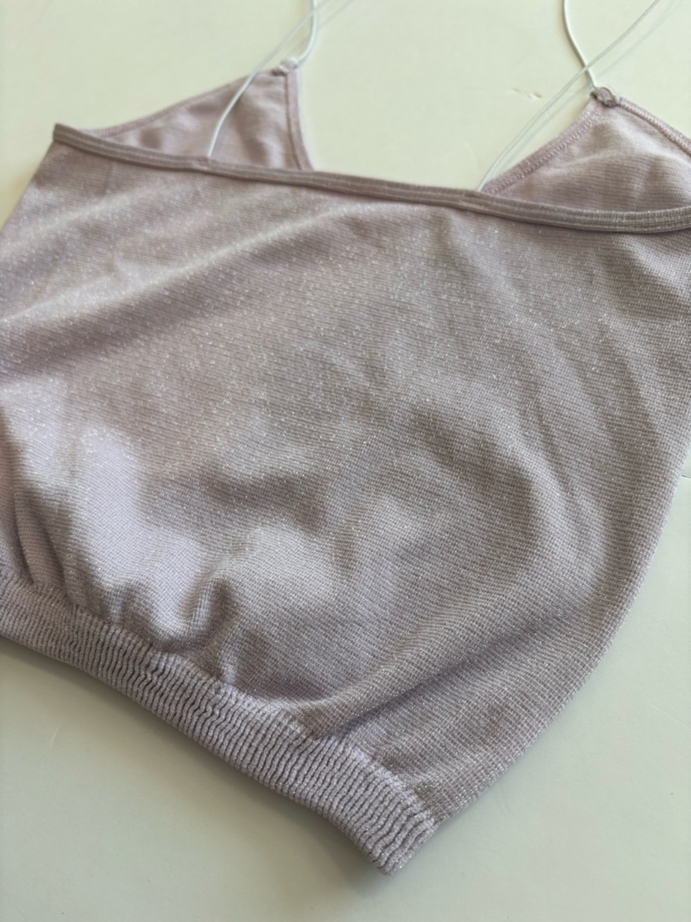 Free People Intimately Women's Lilac Shimmer Cropped Tank Top M/L - Picture 3 of 4